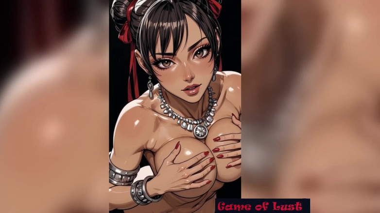 Game of Lust 3D: Gol rondborstige Aziatische cartoon Chun Li voor hard gooning