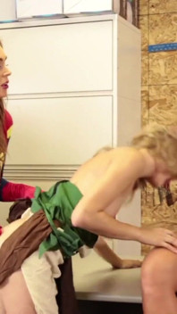 Lesbian threesome ass eating train