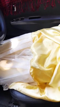 Satin Silk Gold Dress Masturbation Cum