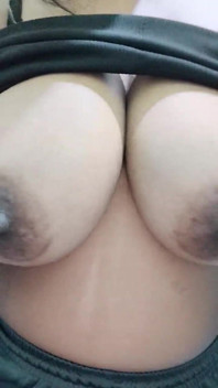 Pressing Big Boobs Herself Feeling Horny
