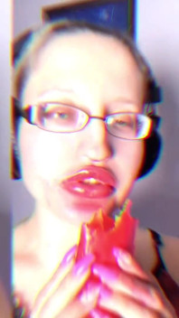 Asmr Paprika Pepper Eating - Asmr, Eye Glasses, Gianess, Lipstick, Big Lips, Mouth, Food, Face Fetish, Long Nails