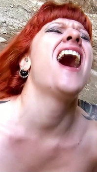 Horny redhead teen Lili Lou is fucked outdoor by her step father