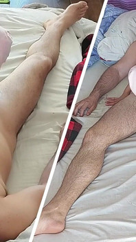 Blowjob dengan isteri amatur, pepek berbulu, pantat besar. Foreplay romantik pasangan amatur.