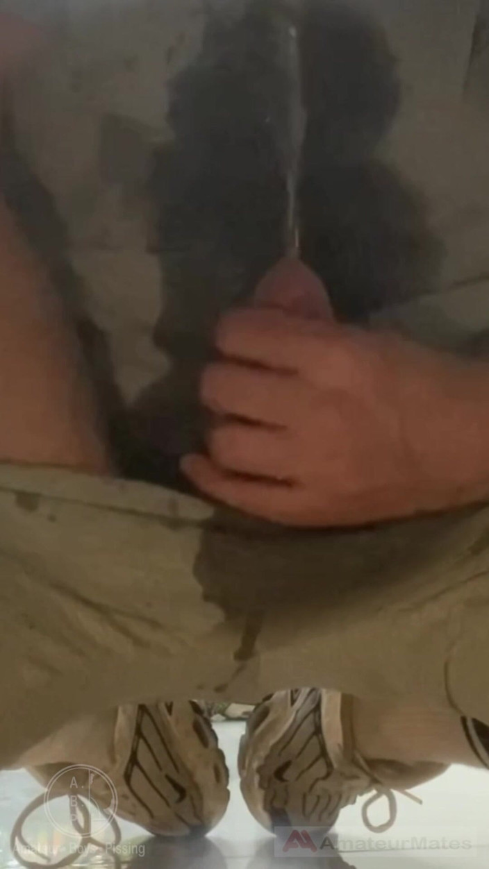 AmateurBoysPissing: Amateur Boy in Sneakers Wets Himself on the Kitchen Floor