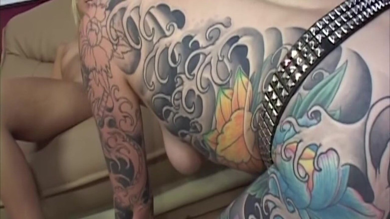 THAGSON RETRO: Tattooed Slut Fingers Blonde's Clenching Pussy Wild
