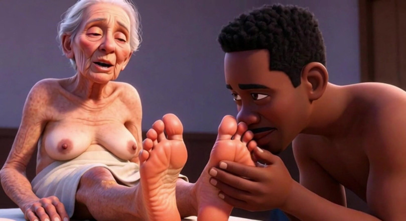 Anime Hentai: Elderly Granny Getting Feet Oiled &amp; Licked - Sole Licking Pleasure