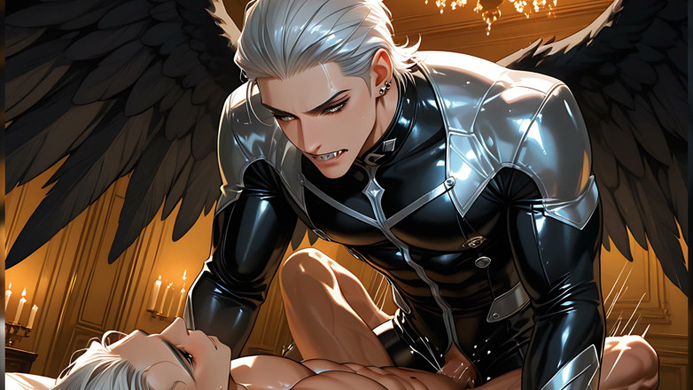 LustMen: Ceo Silver Fox and Fallen Angel in Candlelit Sensual Gay...