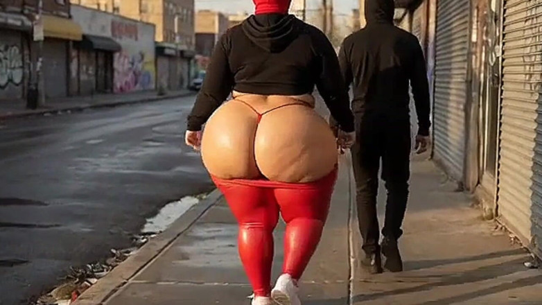 Animate golden: Gadis pantat bahenol ini jalan pakai legging ketat di pinggir...