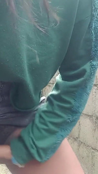 Teasing Outdoors in Short Skirt Rubbing My Pussy