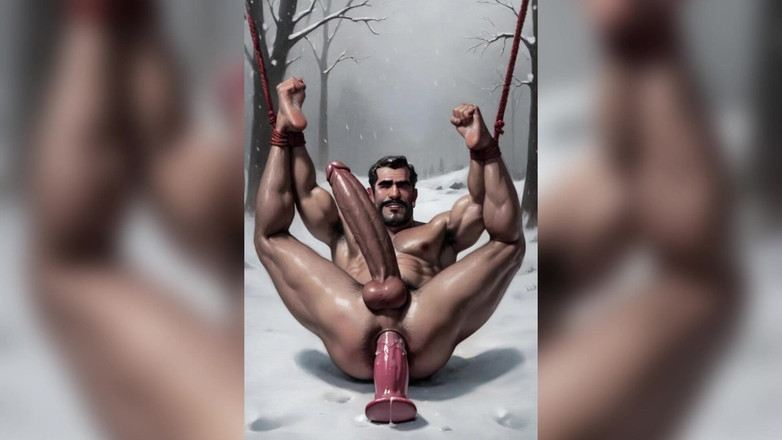 AI gay porn: Lelaki zakar besar berkongkek dildo