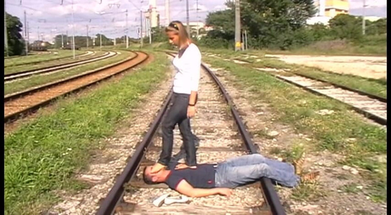 Femdom Austria: Railway tracks trampling