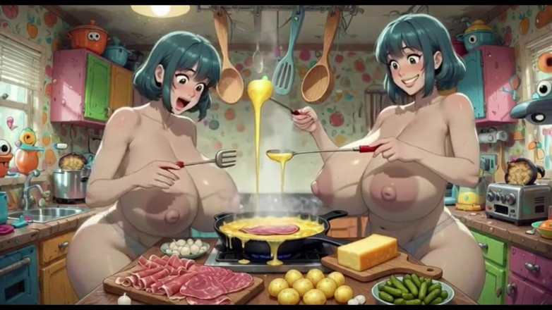 Hot girl dancing: Mujeres divertidas cocinando, animación ai