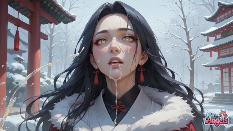 NeuroAngels: Snow Shrine Kimono esguichando tripla penetração orgia
