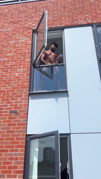 Arab Stepdaddy Wanting in Street and Cuming in Window and Cuming on Street