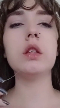Bratty Goth Making Ahegao Face and Fingering Mouth