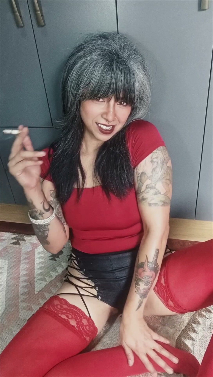 Casia Castro: Smoke Count - Red Stockings &amp; Ass in Your Face
