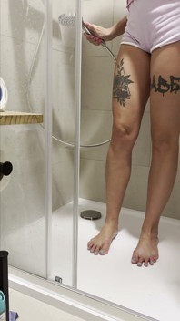 Tattooed Girl's Clean Bare Feet and Long Toes