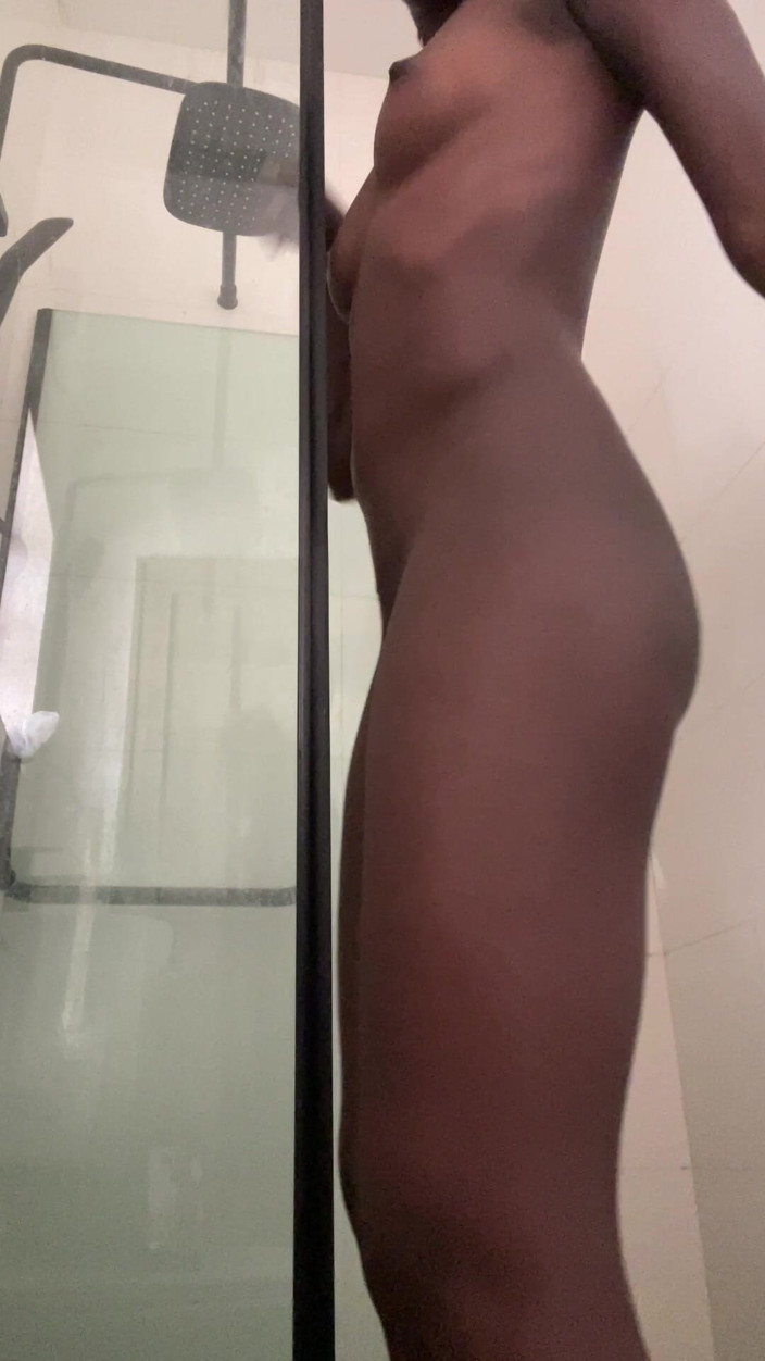 DivaHouz: Hot Ebony Teen Shower Dance Slim Ebony Soapy POV Masturbating