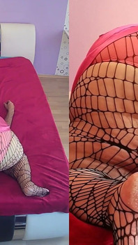 Spider net pantyhose facesitting by a SSBBW