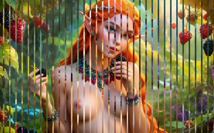 AI Girls: Beautiful Big Breasted Nude Elf Girl with Blackberry