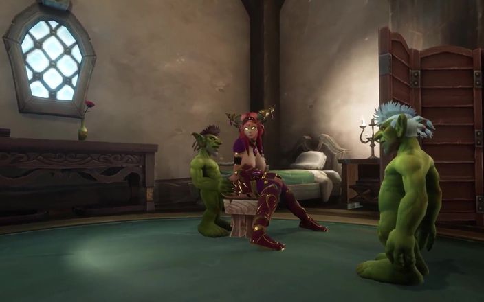 Wraith ward: Bir elf iki goblinle üçlü seks yapıyor | Warcraft Parody
