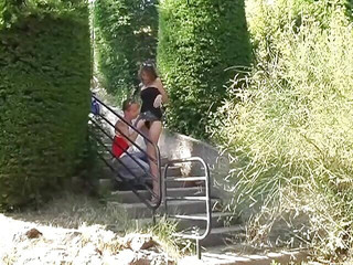 Planete Francaise: A Young Brunette Girl From France Enjoys a Hard Outdoor...