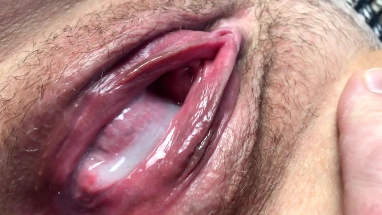 Anna Shpilman: Meaty Swollen Pussy with Cum. Closeup Pussy Fucking. Creampie
