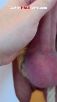 Long Cock Tied off with Rope at the Gloryhole - and Came Instantly
