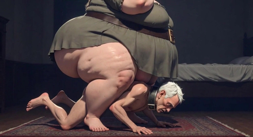 Anime Hentai: Massive SSBBW Dominatrix Crushing Skinny Slave with Her Weight - Humiliation