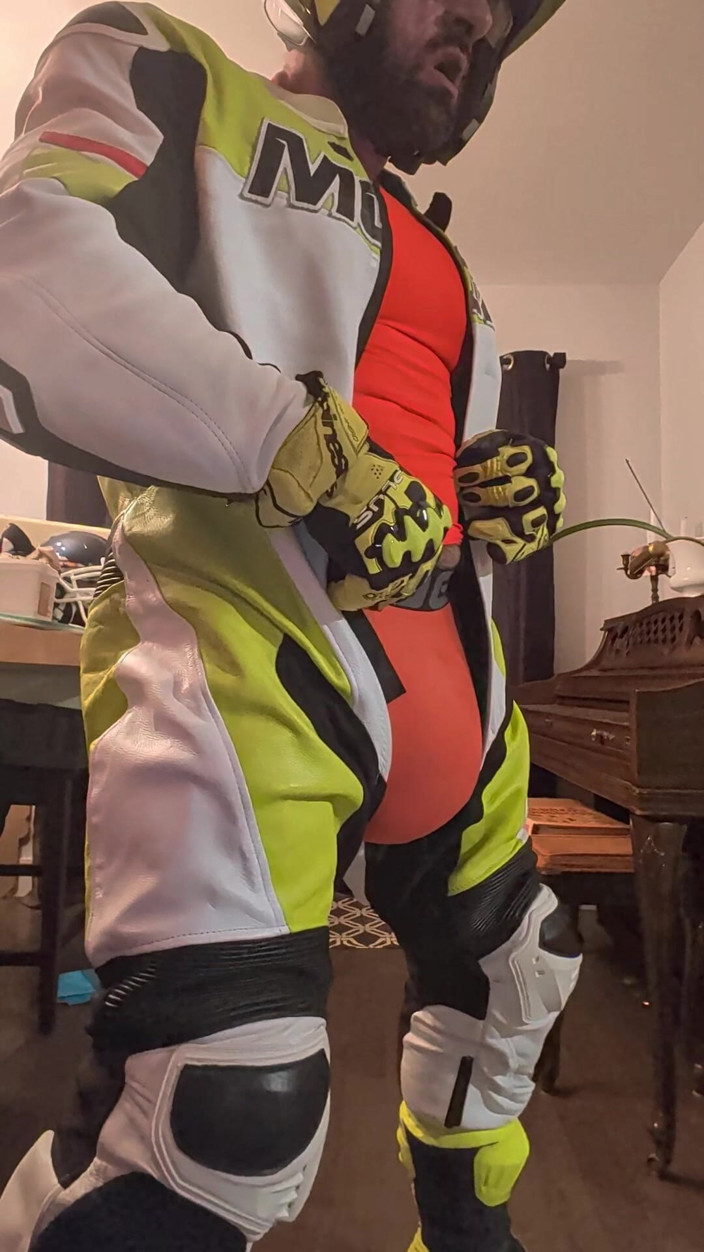 Bruiserwood: In Leather Motogp Suit After Gym