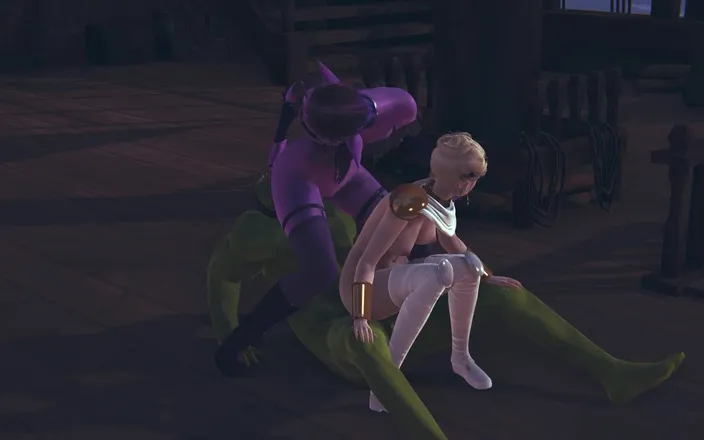 Waifu club 3D: Orc Brought a Dark and Light Elf to Orgasm