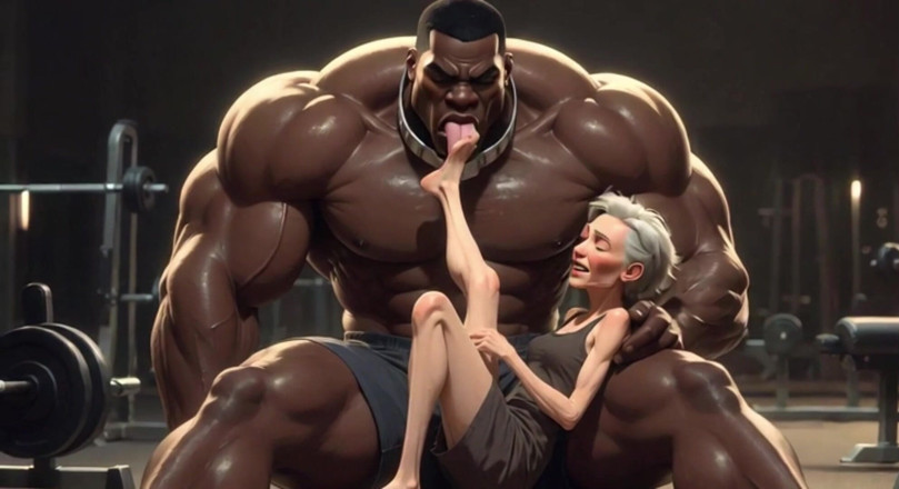 Anime Hentai: Granny Moaning in Pleasure - Strong Black Man Sucking Her Feet