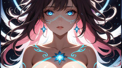 LustRender: 光のトランス 神秘的に輝く模様を持つ美しい若い女性