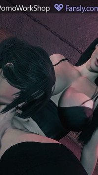 Futanari asiatique en bas noirs. Sexe torride avec gorge profonde.