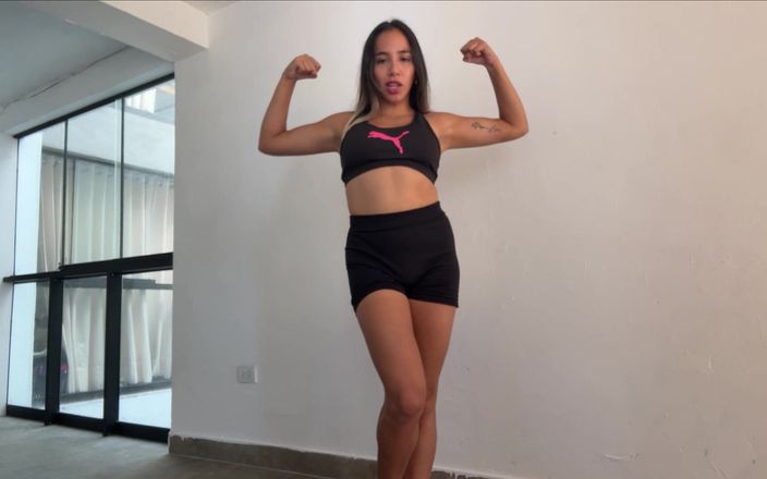 Goddess Alexa femdom: 체육관과 패브릭 근육 숭배 이두근 복근 펨돔 Bratty 여신에 중독