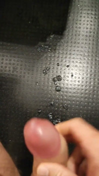 Moaning as I Squirt My White, and Thick Cum All Over the Floor with My Thick, Shaved, Cock