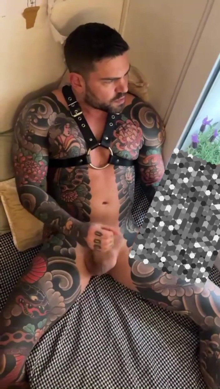 Juan Lucho Gay: Boy in Harness Masturbates