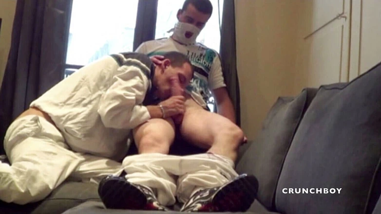 Sneaker gay: Scaly lad in jogging used by straight boy dominant