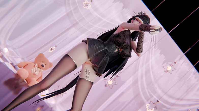 MikuMotion: [mmd] boutique, disculpe, líneas lascivas; Striptease; seda negra; Rociado de...