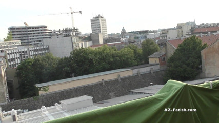 Aqua Pola: Hand job on balcony