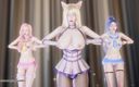 3D-Hentai Games: Wjsn Chocome - Хмж! Ahri Kaisa Seraphine, сексуальный стриптиз, Лига легенд, хентай без цензуры