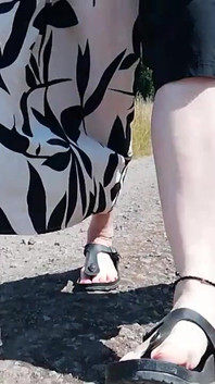 Barefoot in Birkenstocks in Nature