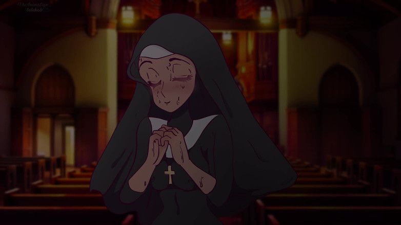 DsAnimation: Jeptiška si představuje šukání před a zezadu v modlitební budce! Hentai,...