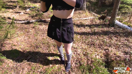 Sweetie Fox: Redhead deep sucking and doggystyle fucking in the forest