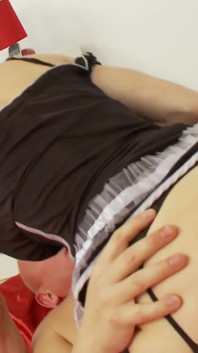 Stacey handles a big cock between her legs.